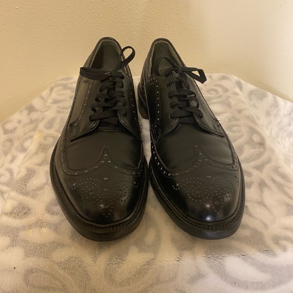 Vintage Cordwainer Wright Men’s Dress Shoe Black Leather Wingtip Balmoral USA.